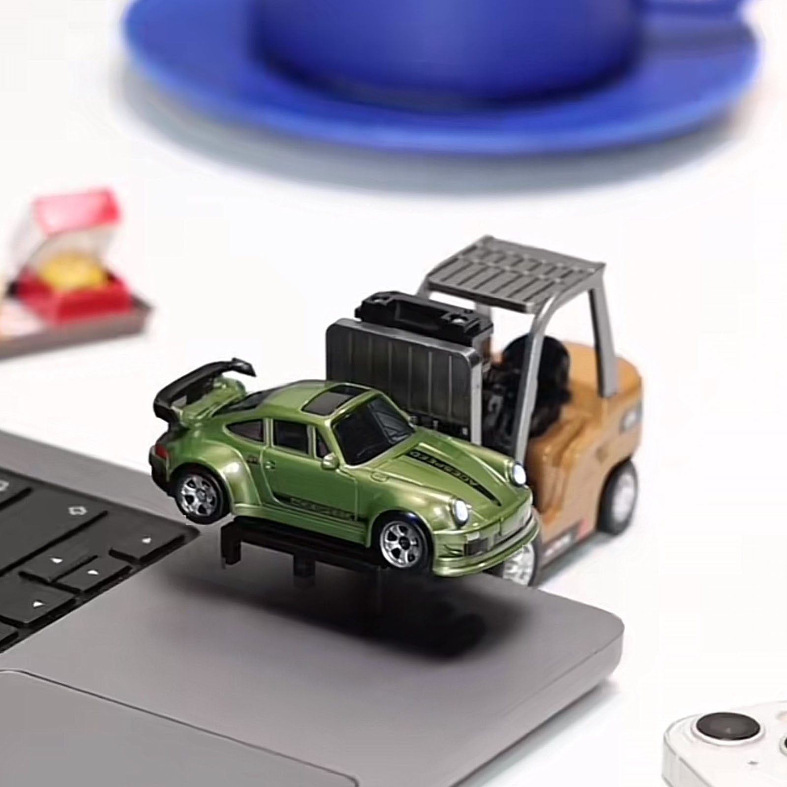 1/64 RC Forklift Toy, 7CH 2 Mode Mini Remote Control Forklift Truck, 2 in 1 Lift