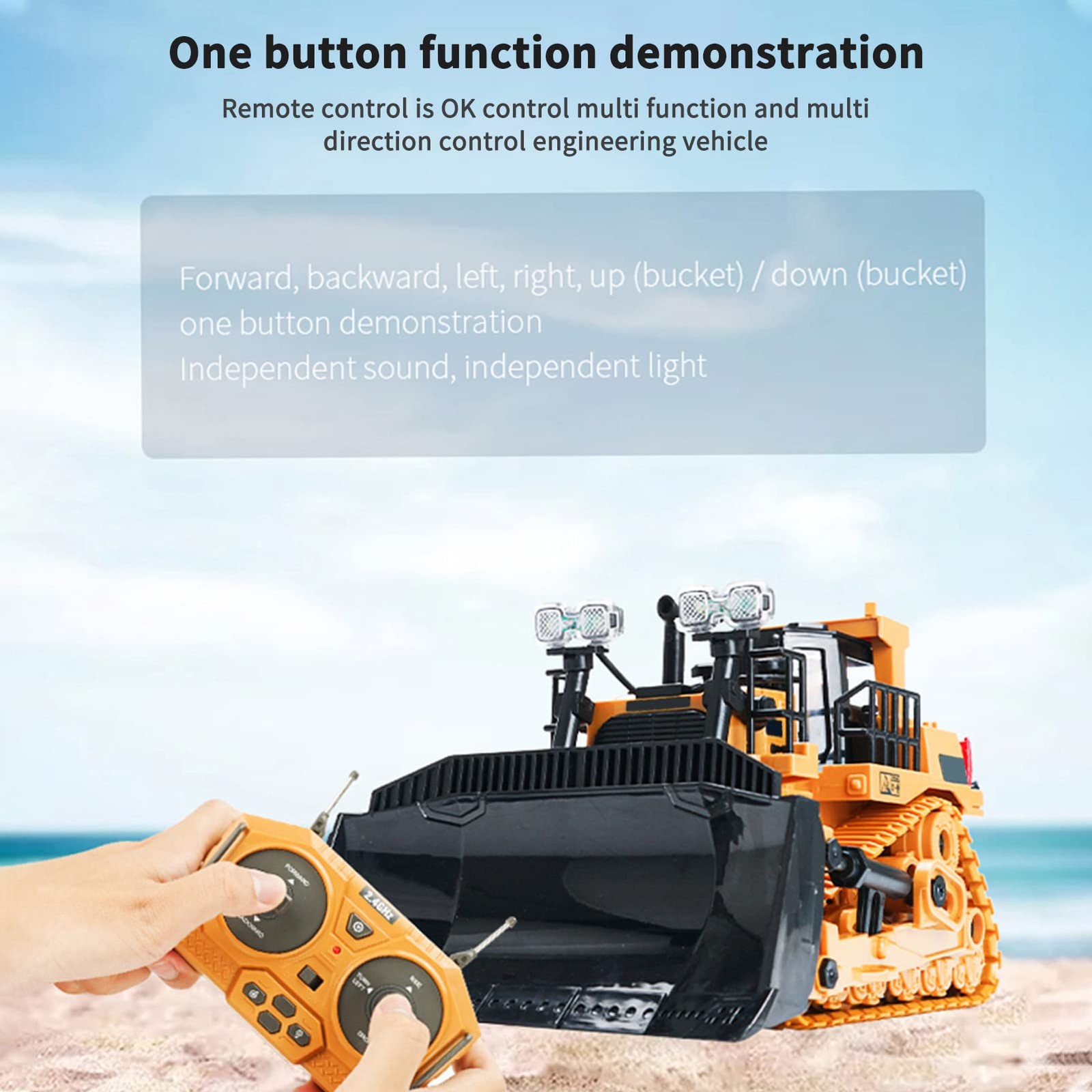 RC Bulldozer, 1:24 Scale Remote Control Bulldozer, 2.4GHz 9 Channel RC Constr…