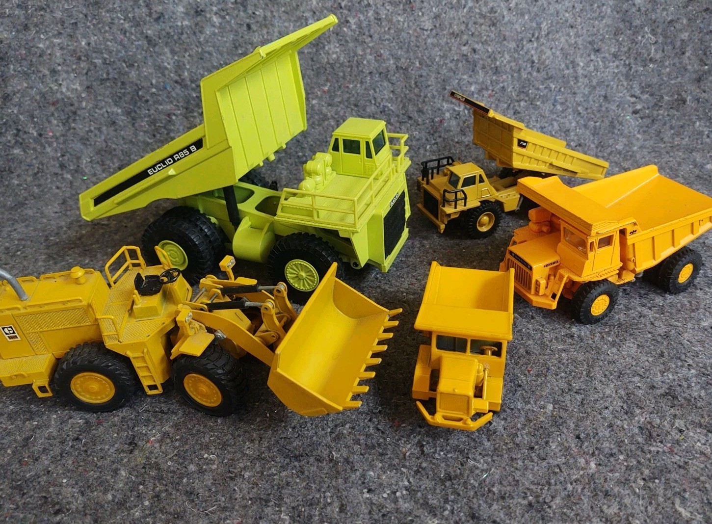 5 Pc Diecast Dump Truck/Loader Lot Euclid R85 B 1:50 Scale NZG CAT 988B 773B Etc
