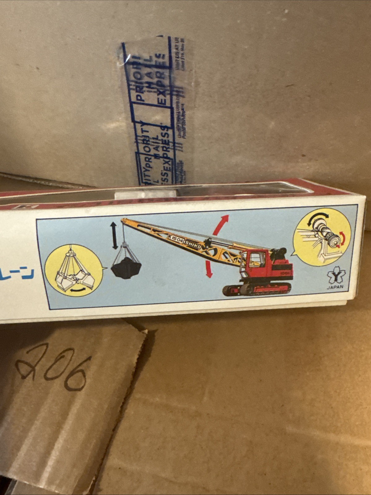 Rare Yonezawa Diapet Crawler Crane 1:50 Diecast Clamshell Bucket Japan 14-0328