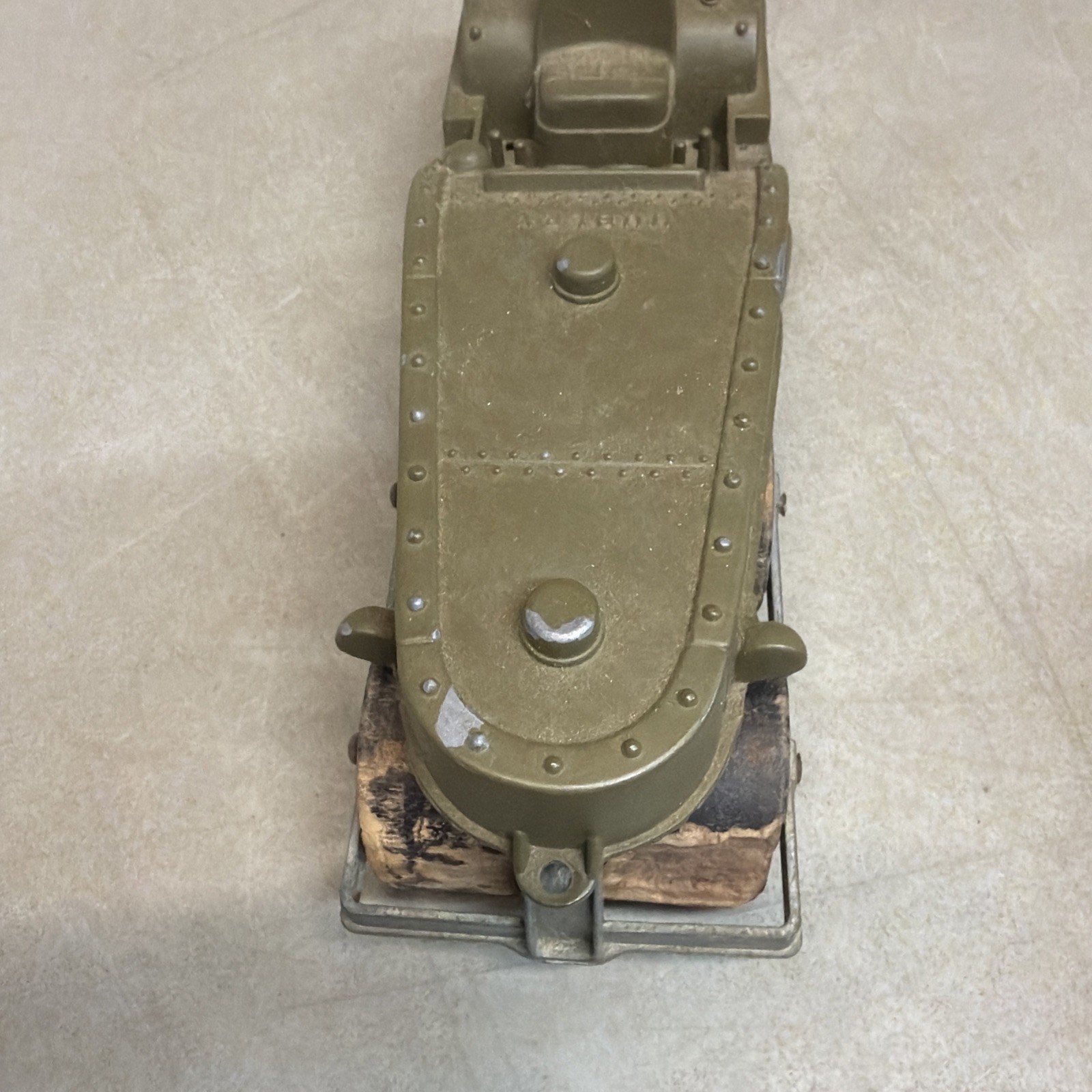 VINTAGE HUBLEY KIDDIE TOYS MILITARY ASPHALT ROLLER Die Cast 10” Long Green Army