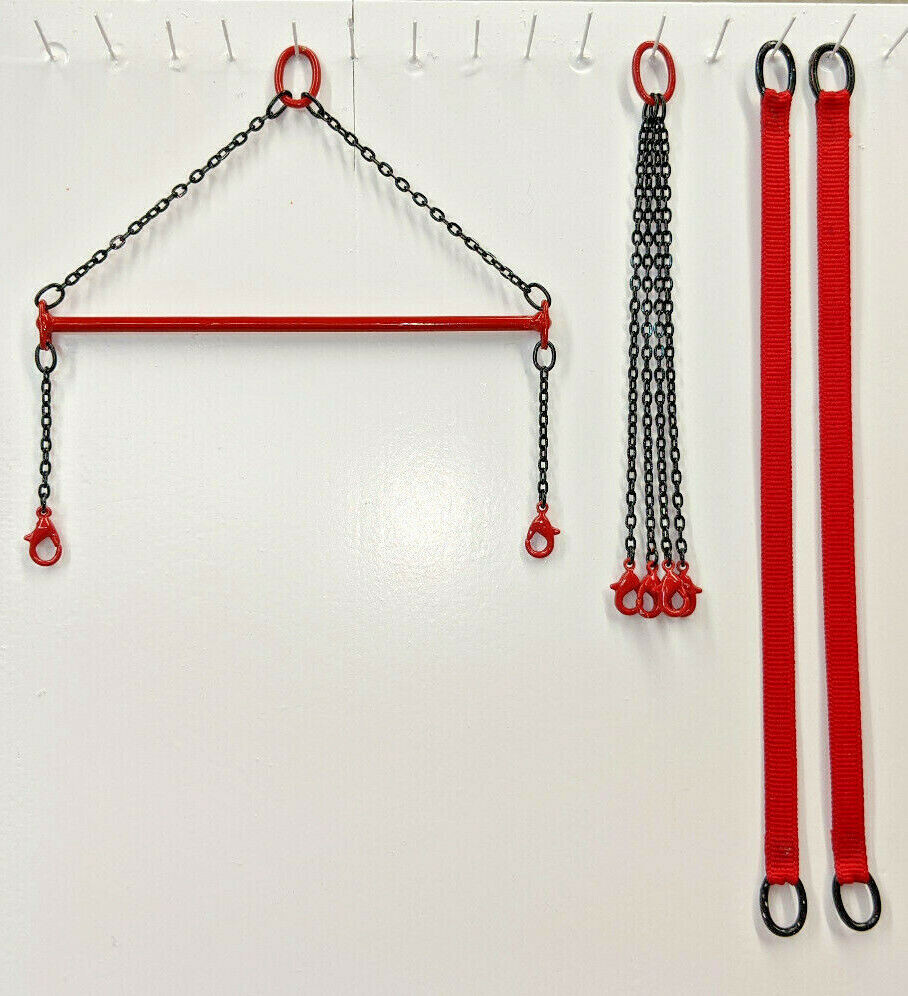 4″ Spreader Bar, Straps & 4 Leg Lift Sling. Authentic Manitowoc Red. 1/50th