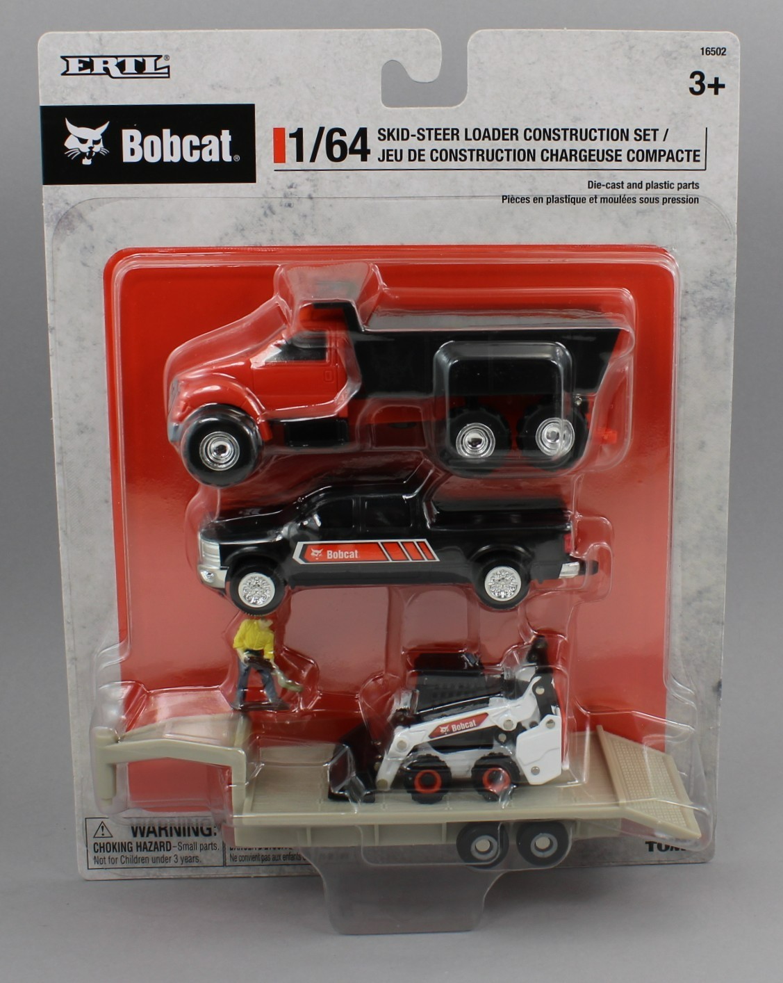 NEW ERTL 1:64 *BOBCAT* 5pc PLAYSET #1 – Truck Gooseneck Skidsteer Dump Man NIP