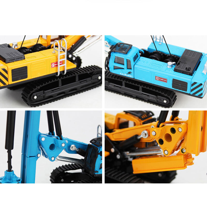 Rotary Drilling Rig Toy Diecast Construction Vehicle Model for Boys Yellow