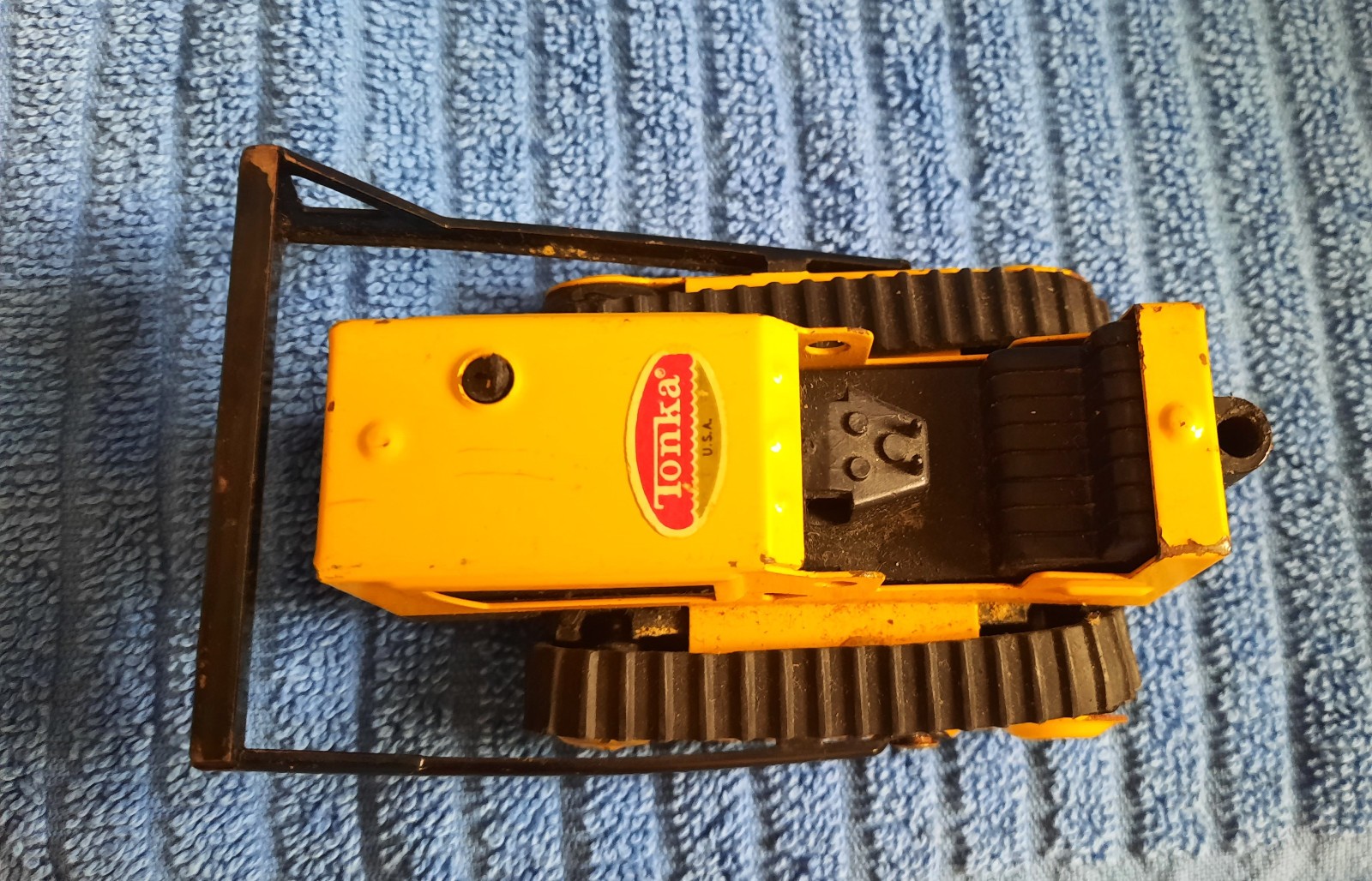70s 4″ Bulldozer Tonka Toy Bulldozer Yellow Black Pressed Steel and 70s Corvette