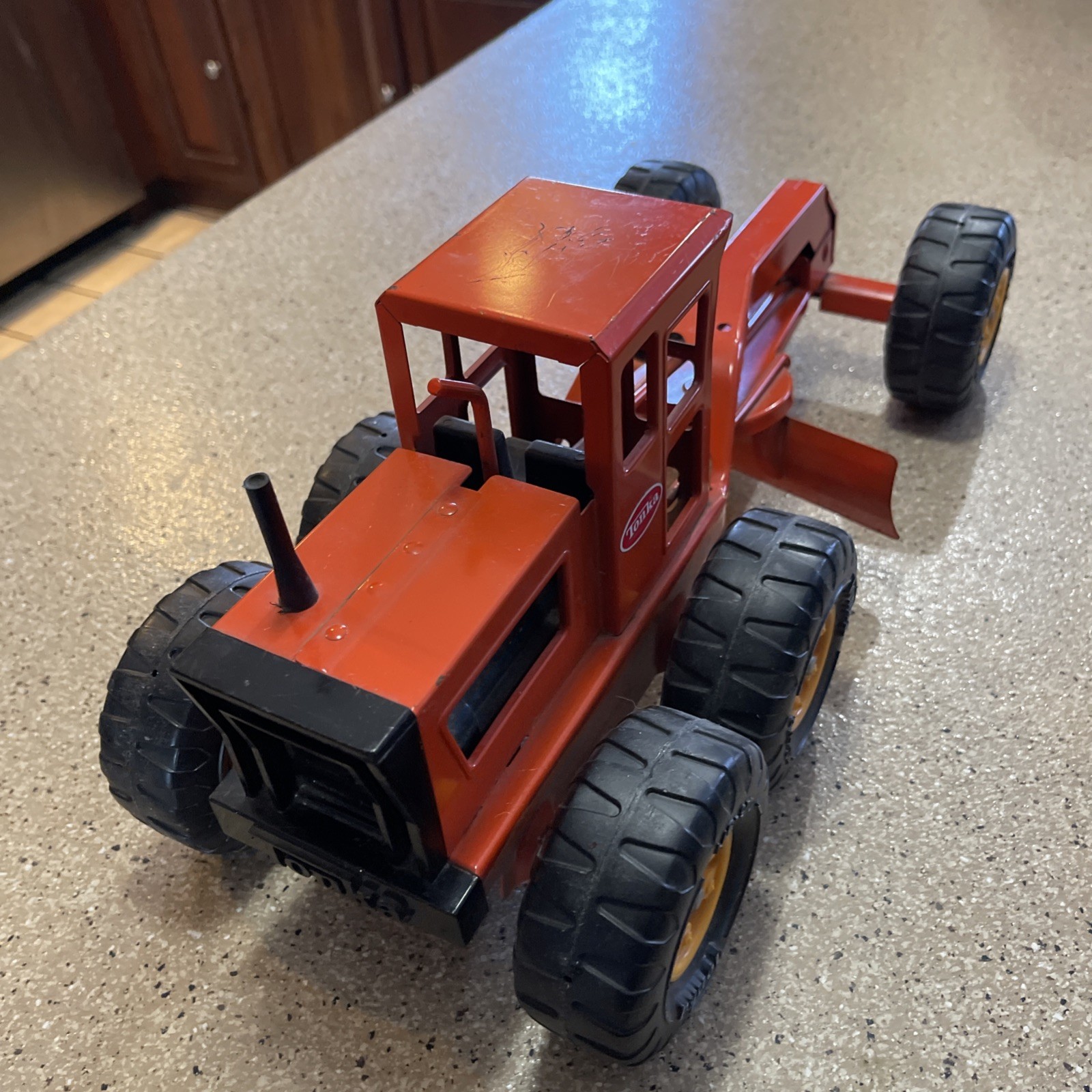 VTG 1970’s Tonka Pressed Steel Orange Road Grader- MR-970 Wheels