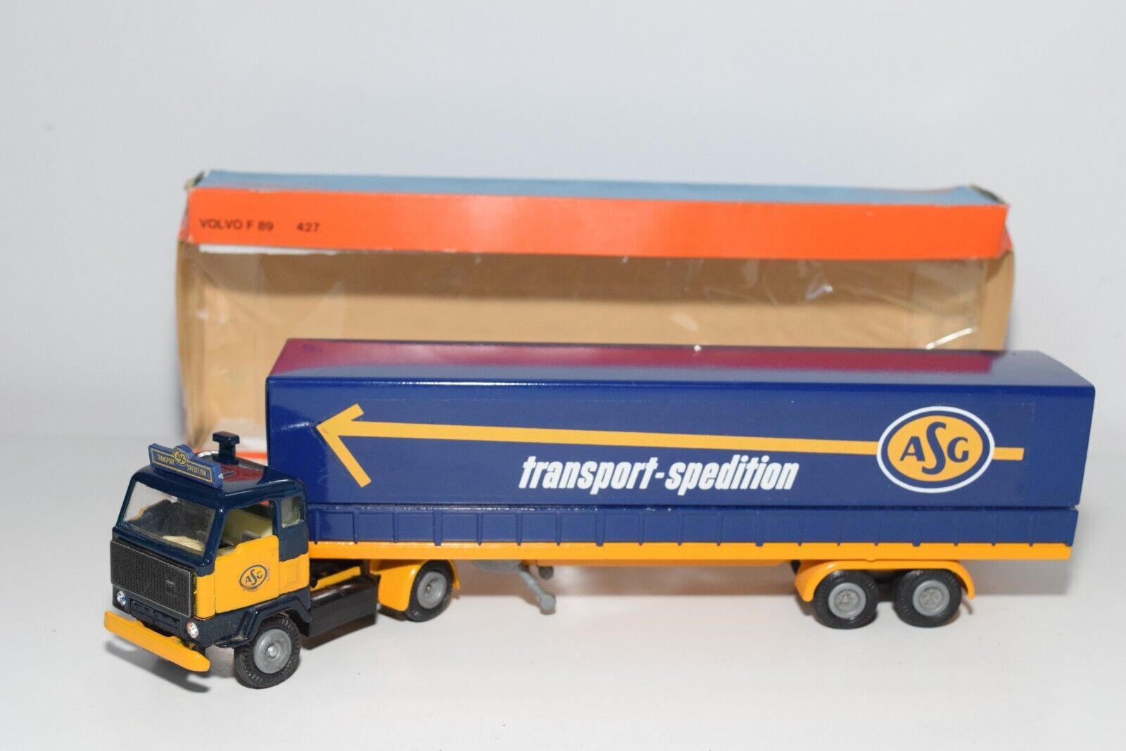 A82 1:50 TEKNO 427 VOLVO F89 F 89 TRUCK WITH TRAILER ASG TRANSPORT NMIB