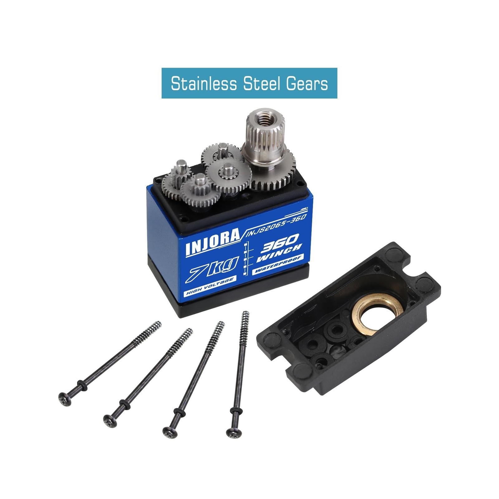 INJORA Tow Truck Crane Kit & 7KG INJS2065-360 Winch Servo for 1/24 SCX24(Black