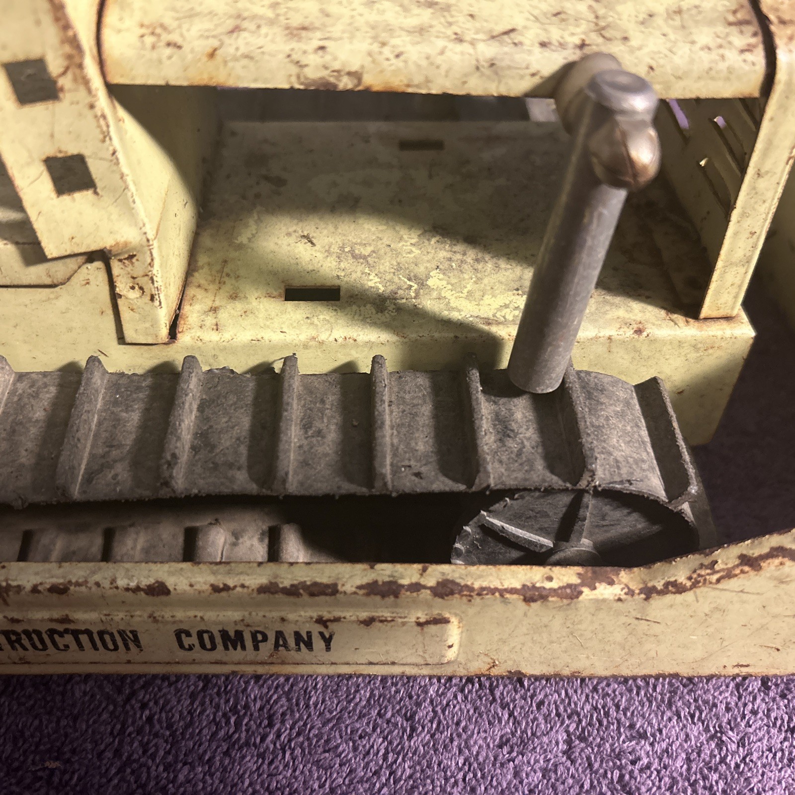 Vintage Structo Construction Company Metal Green Dozer Bulldozer Toy 12”