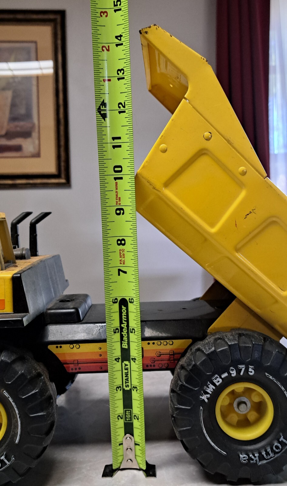 Vintage Mighty Tonka Toys Yellow Metal Turbo Diesel Dump Truck XMB-975 Steel Toy