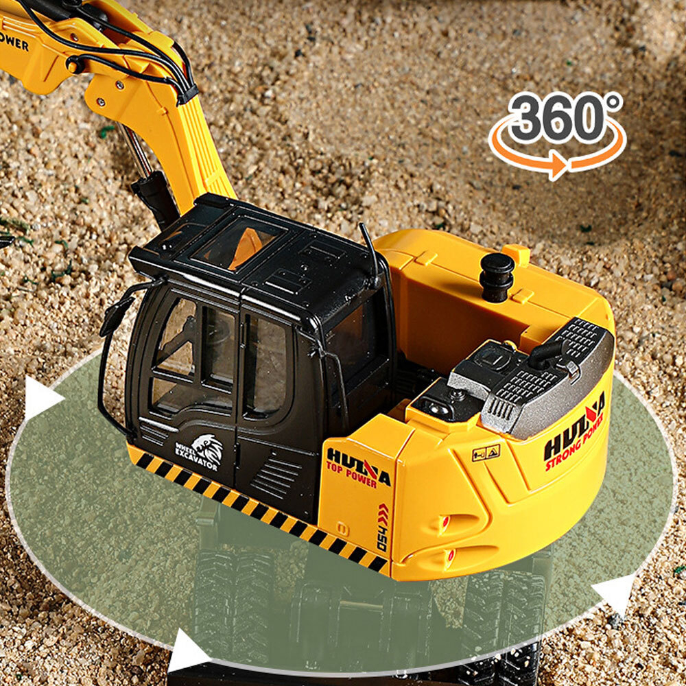 6.7″ Wheel Excavator Construction Equipment Model Diecast Excavator Toy Black
