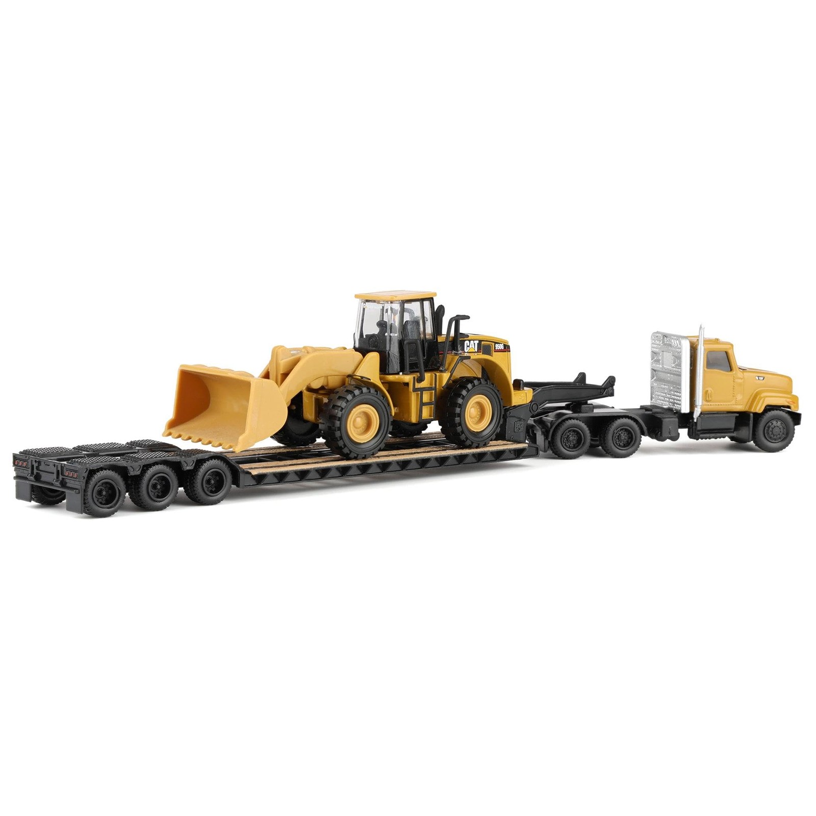 1:87 Cat CT681 Day Cab Tractor with Lowboy Trailer and Cat 950G Wheel Loader