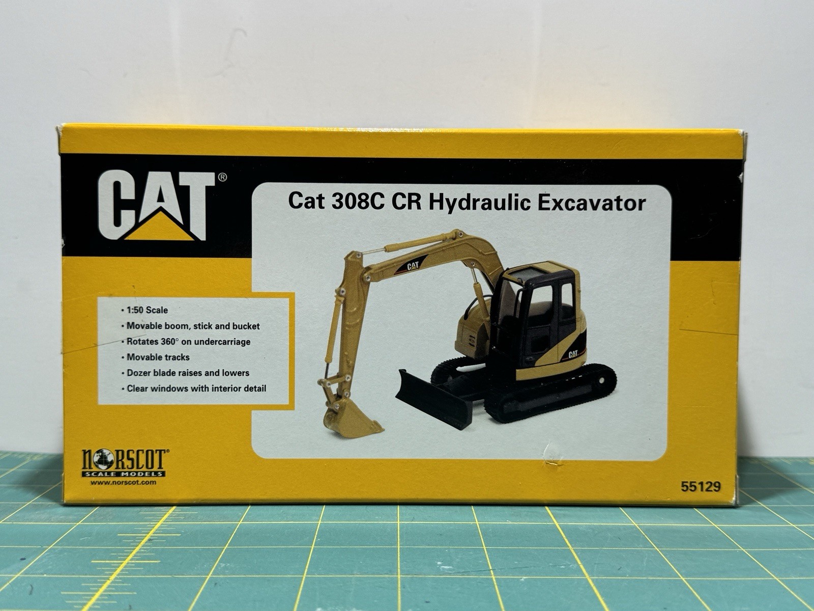 Vintage NIB Norscot CAT 308C CR Hydraulic Excavator Yellow 1:50 55129