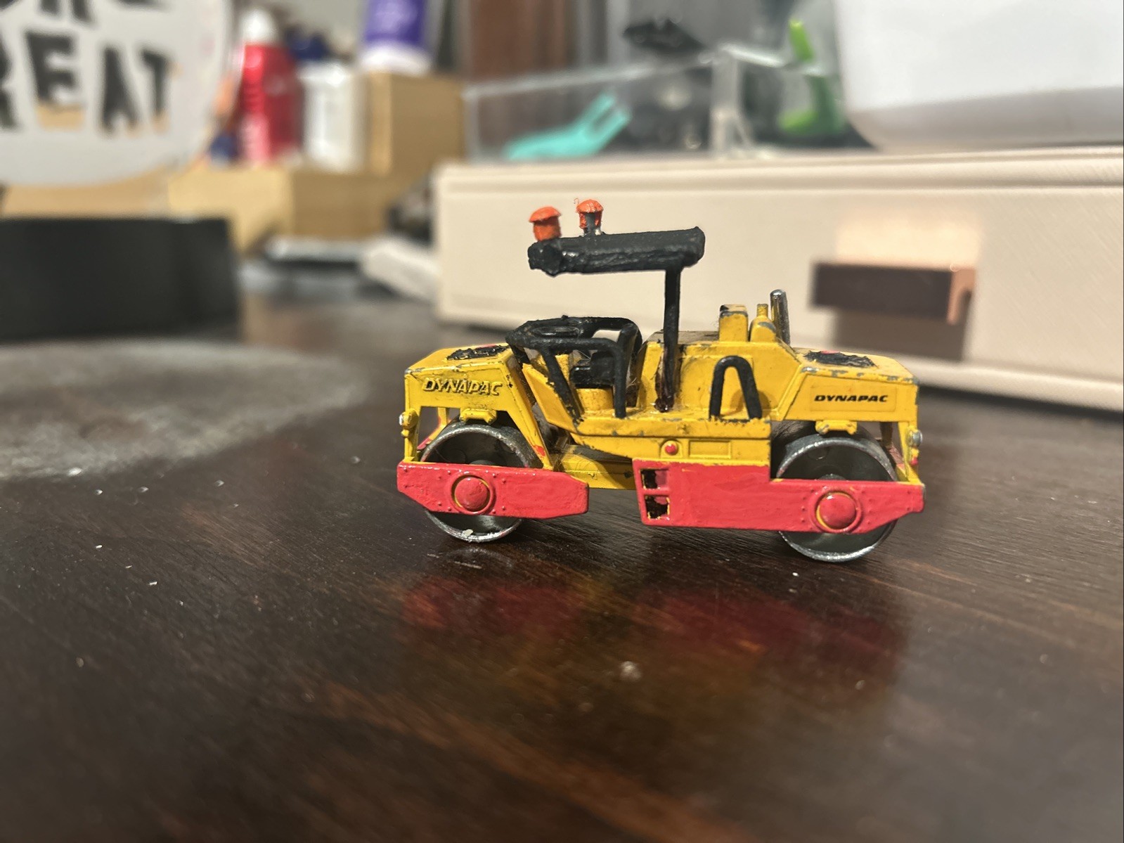 Vintage Tomica Dynapac CC-21 Restored, Modernized And Weathered 1/62 Scale