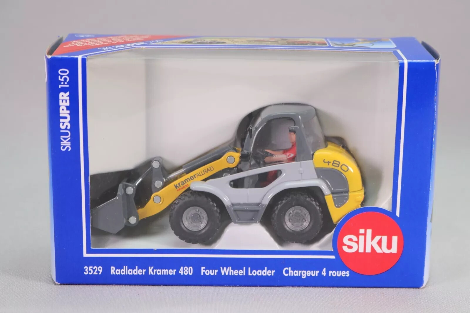SIKU SUPER 1:50 RUBBER SCRAPER KRAMER 480 FOUR WHEEL LOADER ART 3529