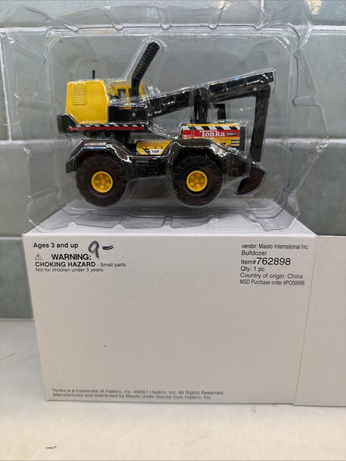 Vintage 1998 Maisto Mighty Mini Tonka 748 Backhoe Excavator 1:64 Truck 5.5” New