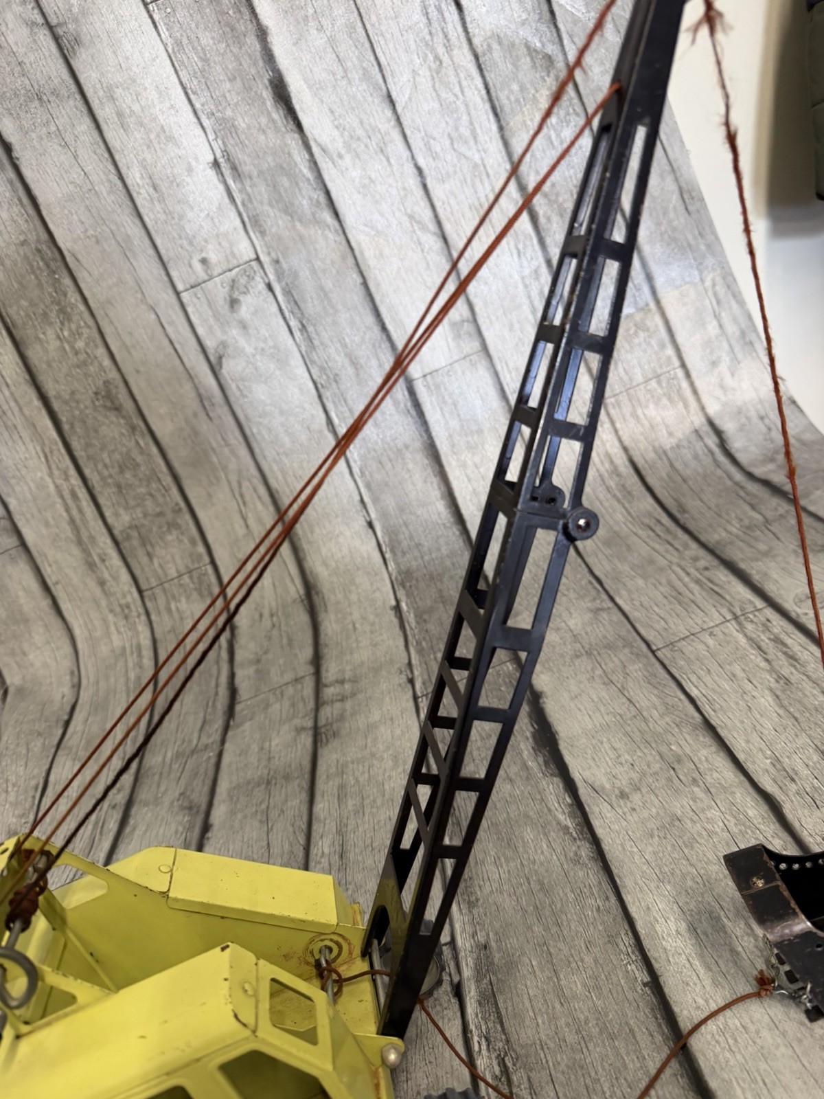 Vintage Steel TONKA USA Dragline Dredging Crane Yellow Green Toy with Bucket