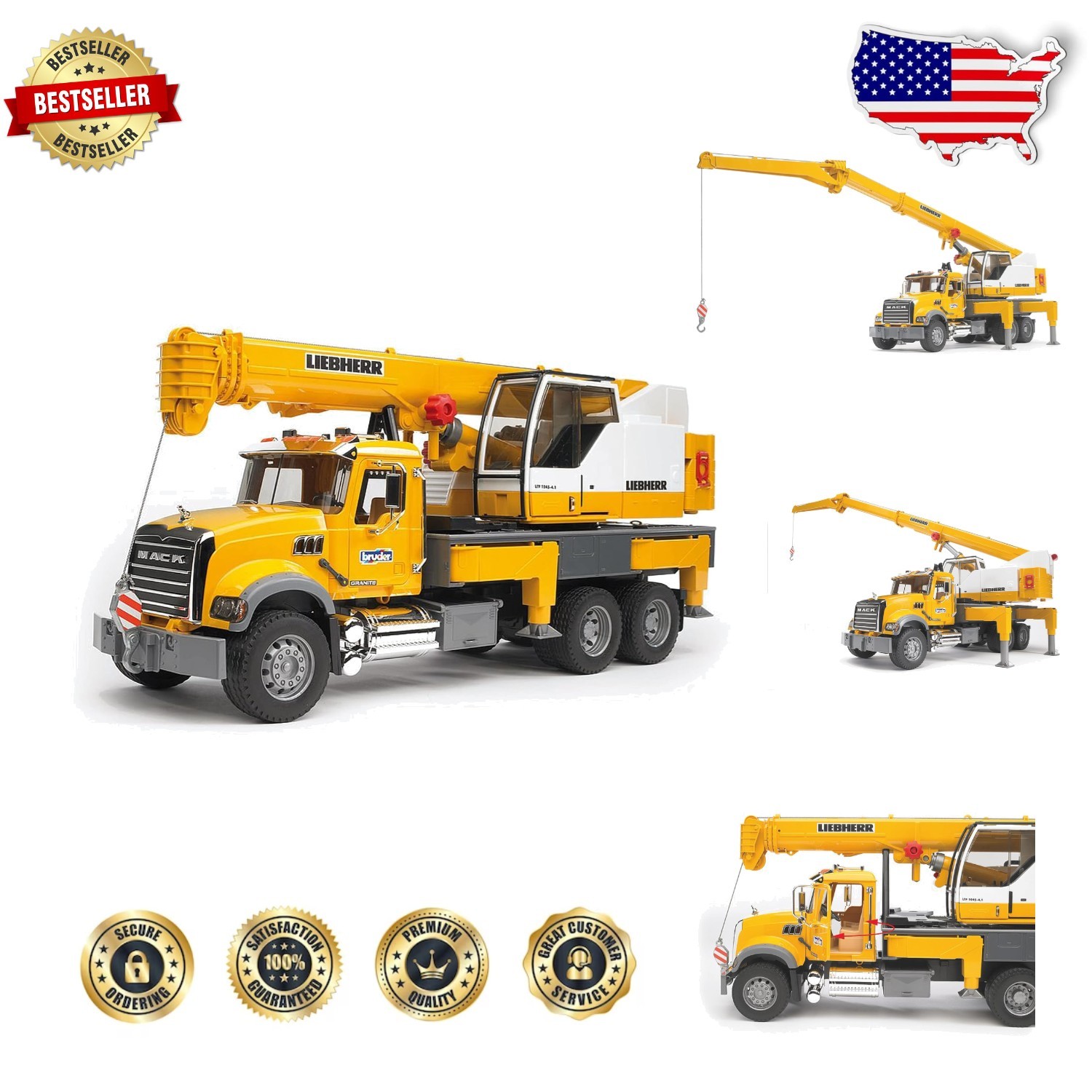Realistic Mack Crane Truck 1:16 Scale 360 Swivel Cab Polycarbonate Front