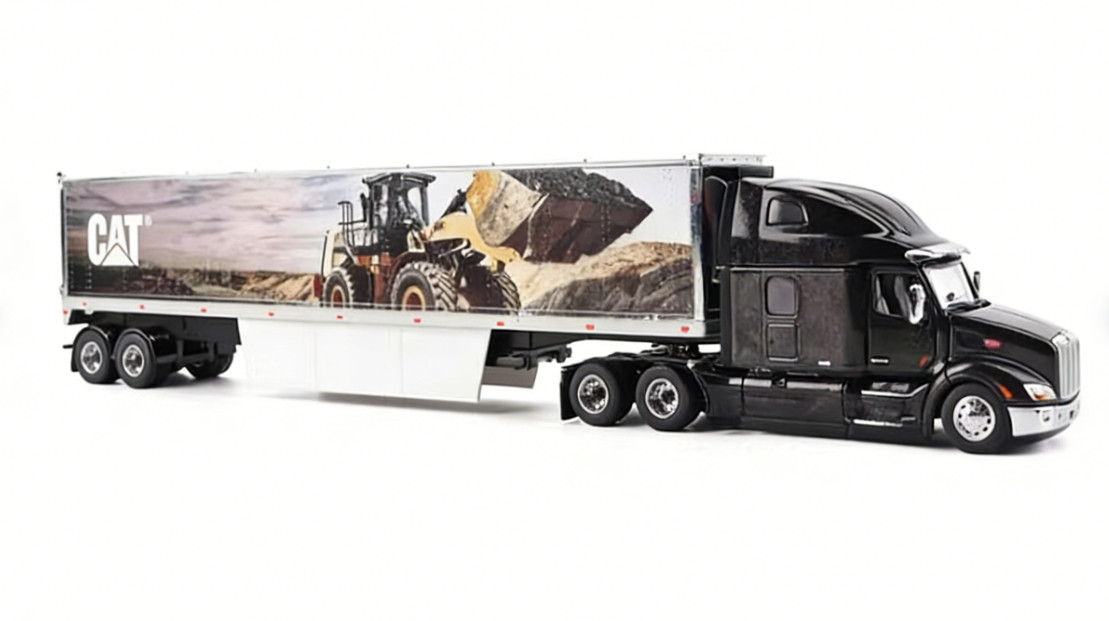 1:50 DM Peterbilt 579 Ultra Loft Tractor with Cat Mural Trailer Diecast Model