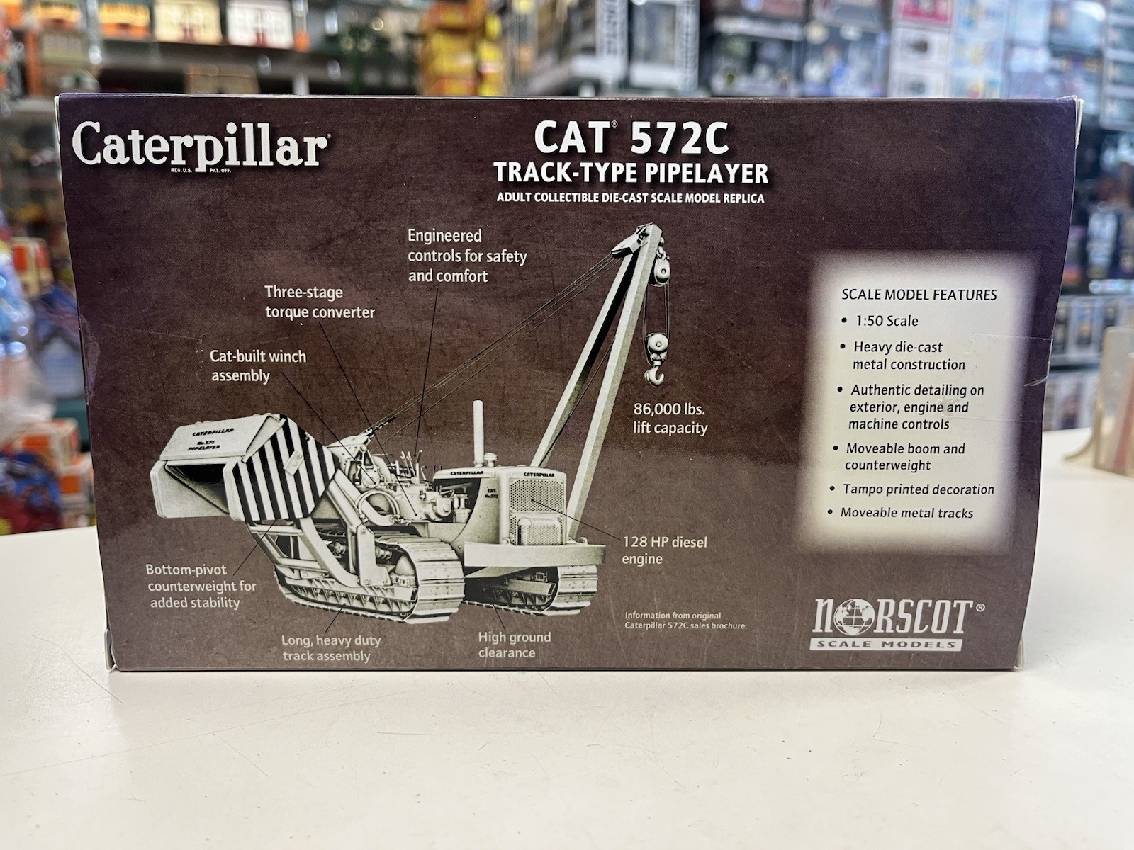 * NORSCOT #55210 1/50 CAT 572C TRACK-TYPE PIPELAYER DIECAST *ST