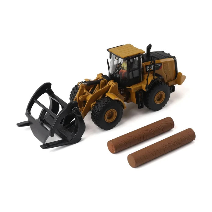 CAT 950G Wheel Loader w/ Log Fork 1:87 Scale Model – Diecast Masters 84661CS