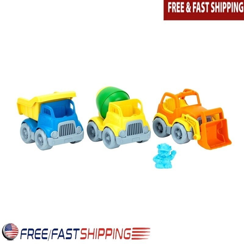 Construction Truck Set 3 Recycled Plastic Toys W/ Dogs Toddlers 2-6 Years New