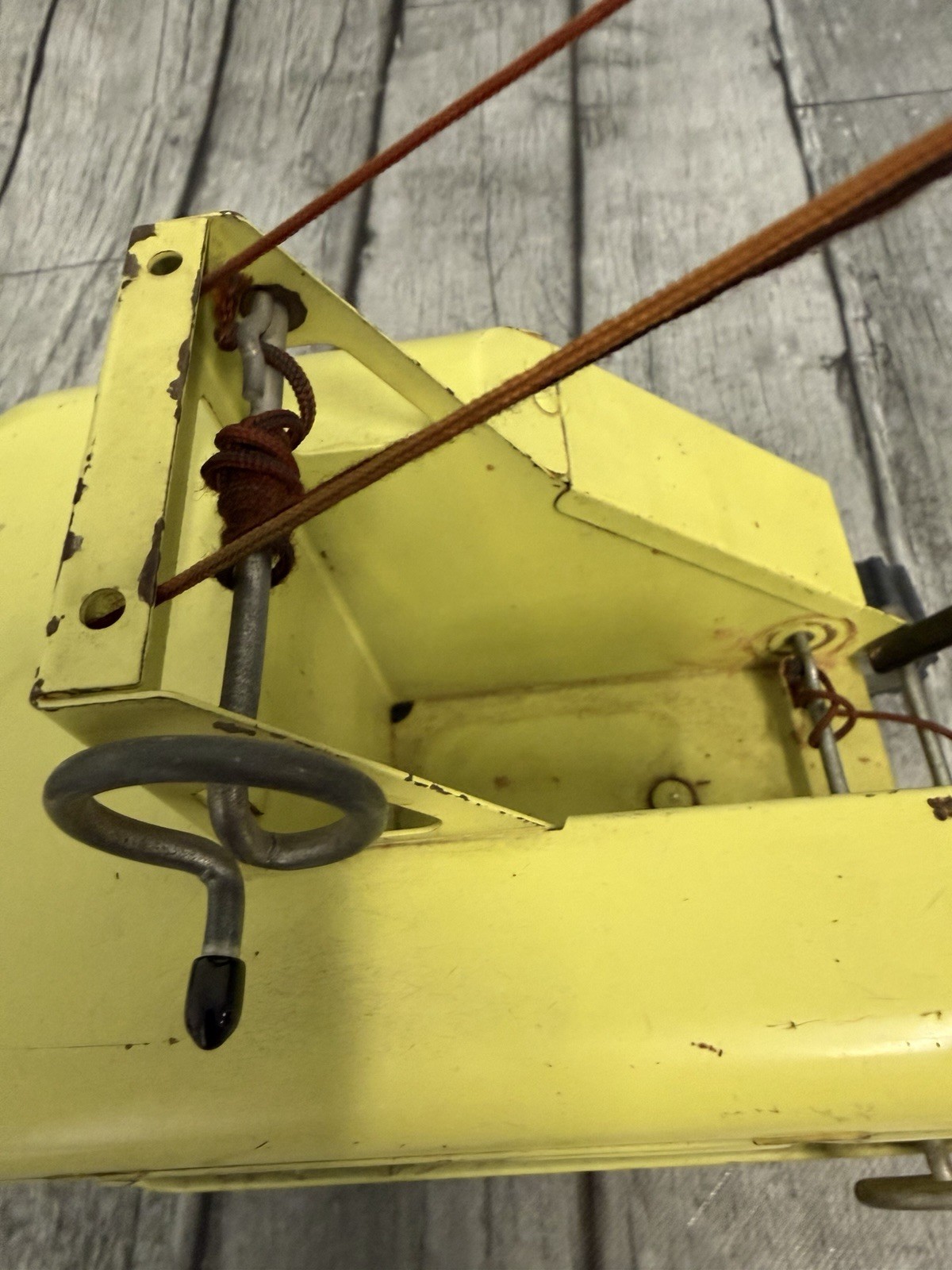 Vintage Steel TONKA USA Dragline Dredging Crane Yellow Green Toy with Bucket