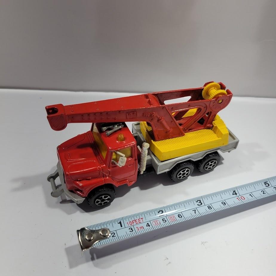 Vintage Majorette Red Yellow Crane Truck Toy Diecast Zamak Made In France