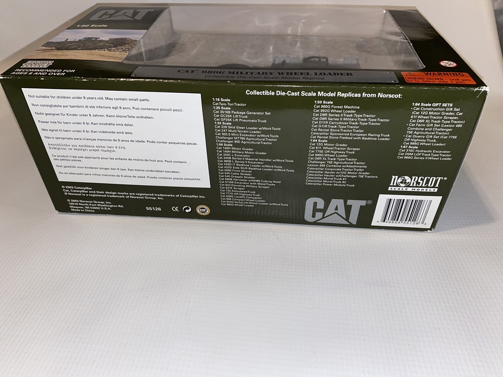 NORSCOT #55126 MILITARY CATERPILLAR 980G WHEEL LOADER NIB 1/50 SCALE NIB