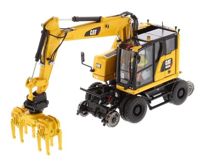 Diecast Masters Caterpillar Safety Yellow M323F Railroad Excavator 1/50 85661