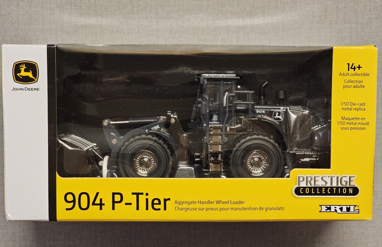 1/50 John Deere 904 P-Tier Wheel Loader, Black Chrome Gunmetal Chaser