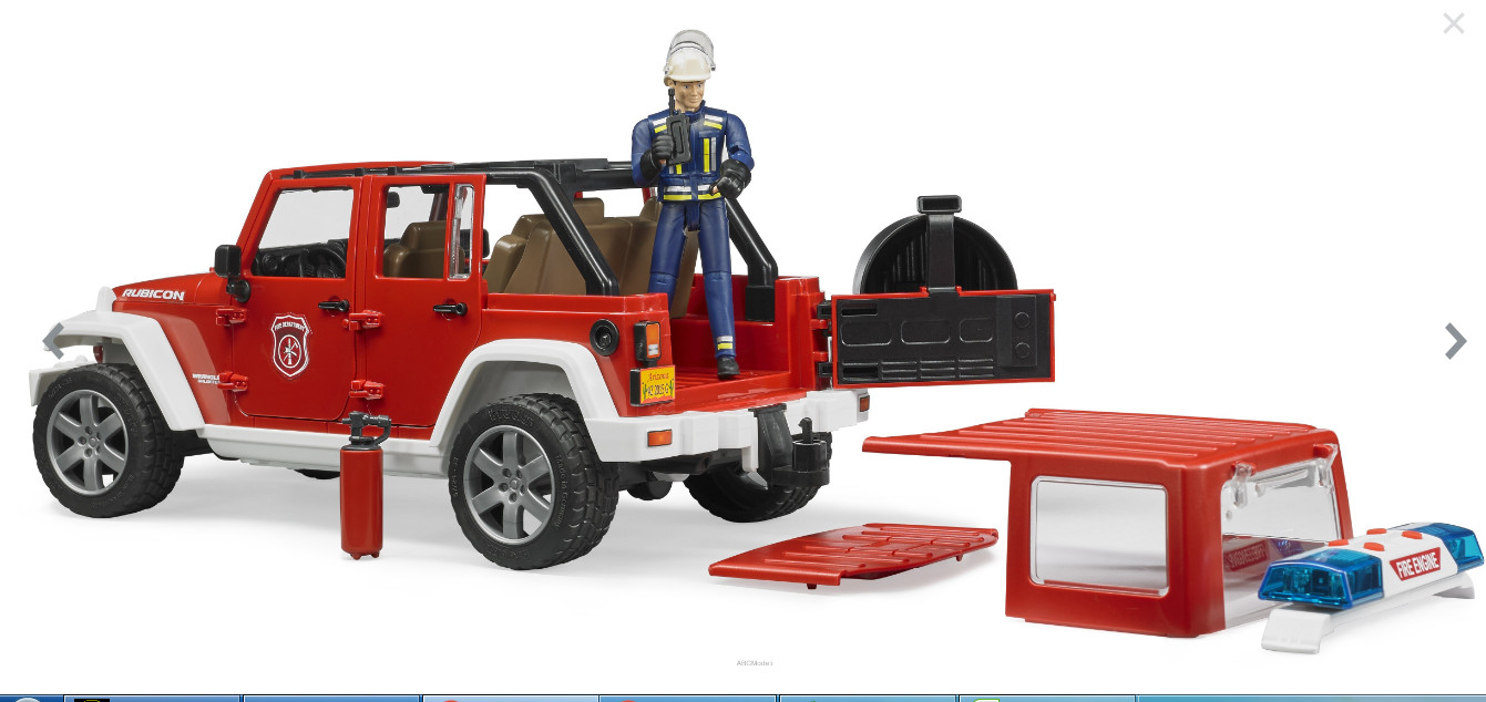Jeep Fire Engine Wrangler Unlimited Rubicon+Firefighter Bruder Model 1/16 1:16