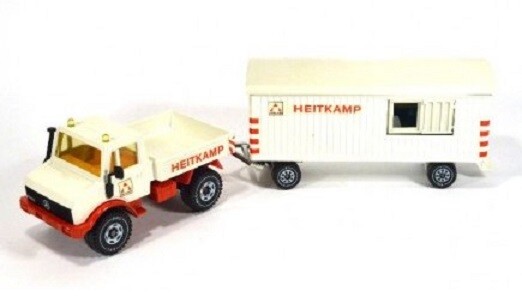 Siku 2822 Unimog 1500 Truck w/Site Trailer – Heitkamp – W. Germany – 1/55 MIB