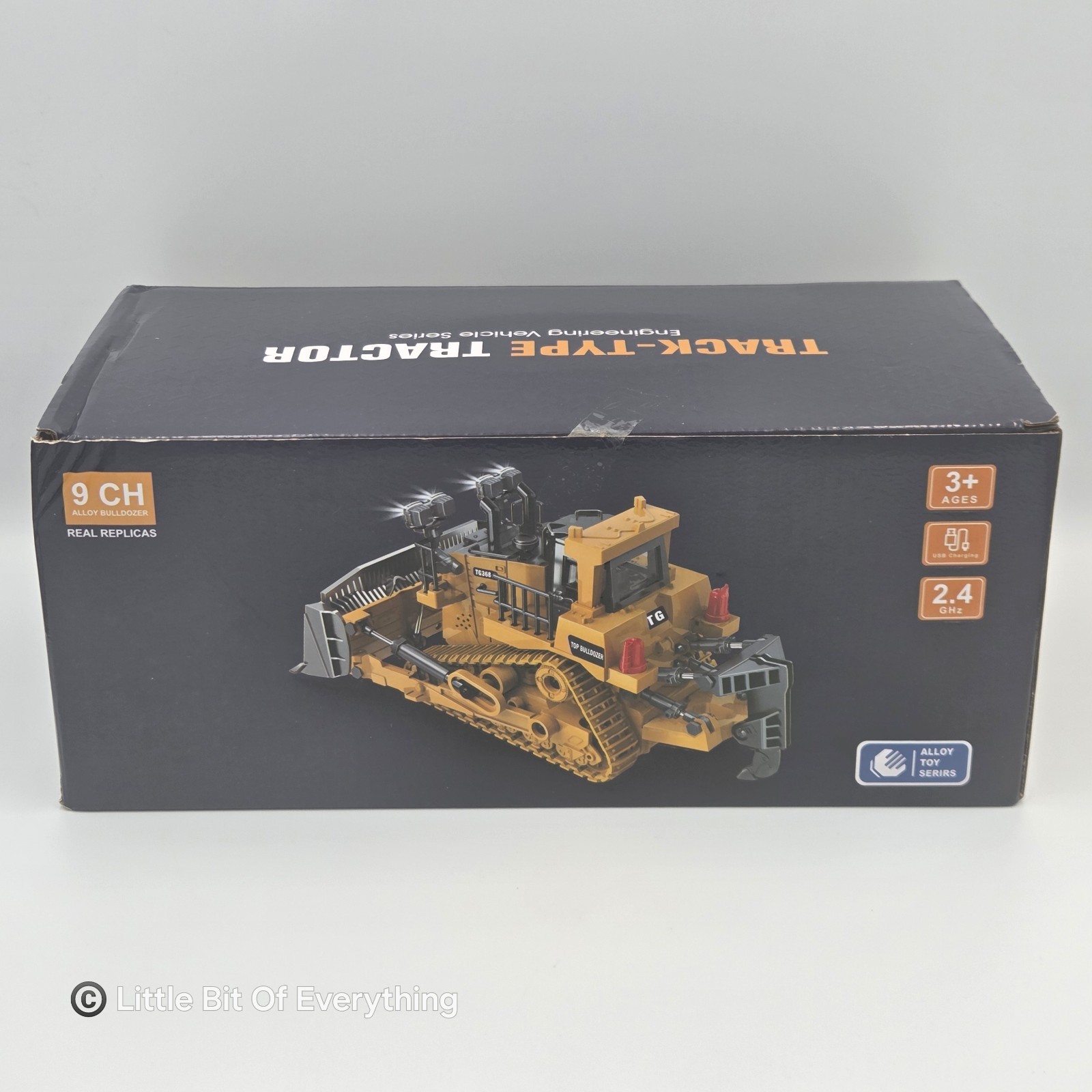 KIDMARKT Metal 9-Channel Remote Control RC Bulldozer Toy Tractor-Lights & Sounds