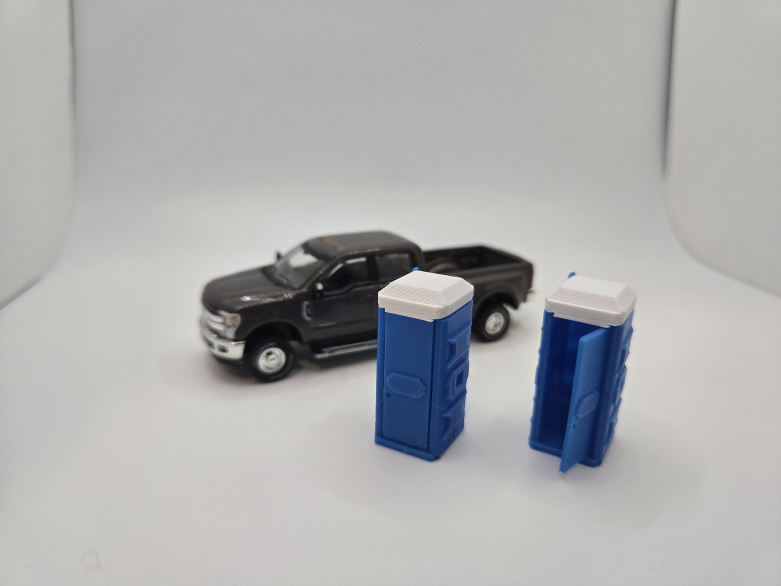 *2 pack* 1:64 Scale Porta-Potty Diorama Accessory Light Blue with White Top