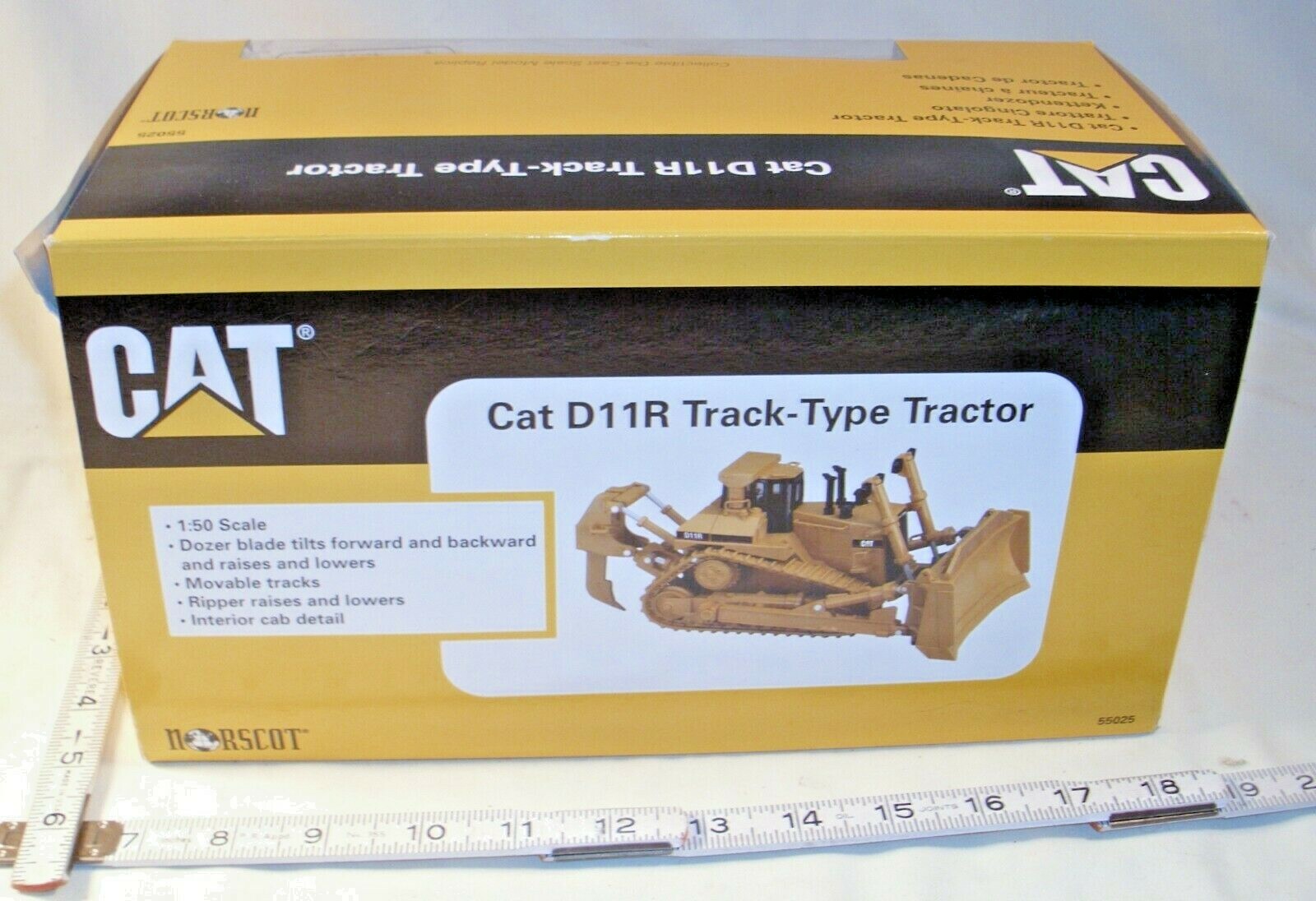 NORSCOT CAT D11R TRACK TYPE TRACTOR BULLDOZEER WITH RIPPER NEW BOXED 1/50