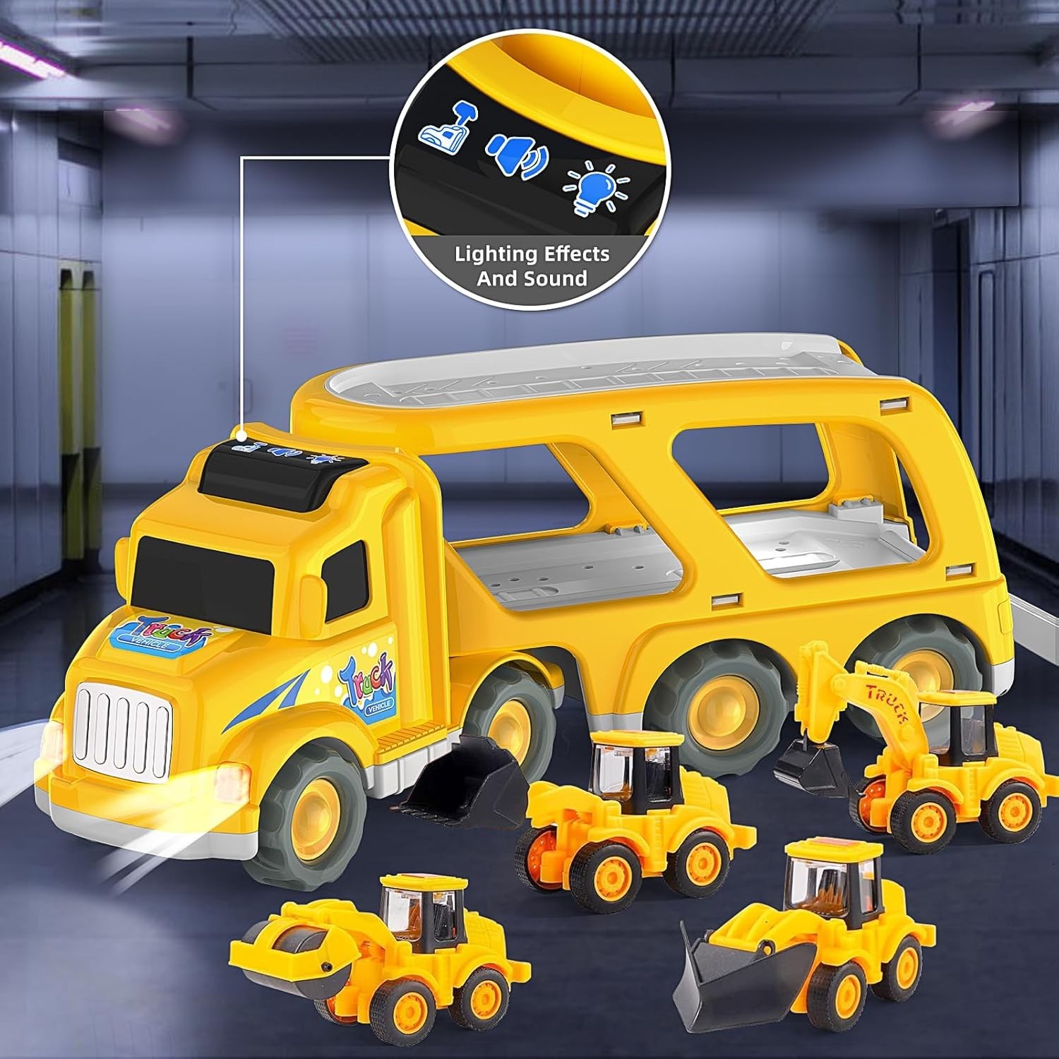 Interactive 5-in-1 Construction Vehicle Set – Gift for Toddlers 3-6