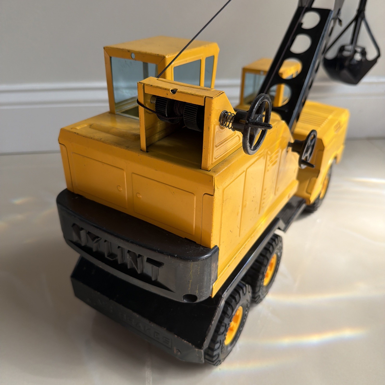 Vintage 1970s Nylint Michigan Crane Truck with Clam Bucket Shovel