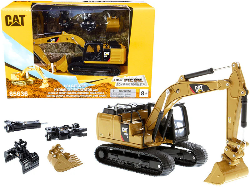 CAT Caterpillar 320F L Hydraulic Tracked Excavator with 5 Work Tools “Play & Col