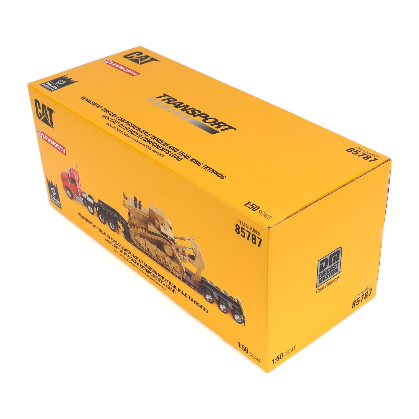 DIECAST MASTERS 1/50 RED TRI-AXLE KW T880 DAYCAB&TRI-AXLE LOWBOY W/T D11R DOZER