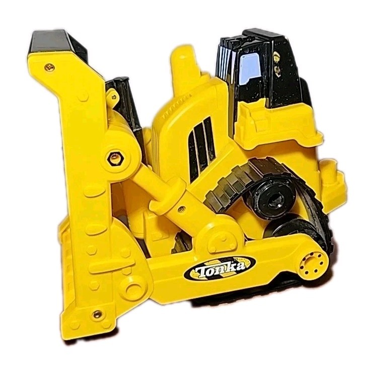 TONKA Bulldozer Big Yellow Black Toy Blade Rubber Track Metal Blade Hasbro 2005