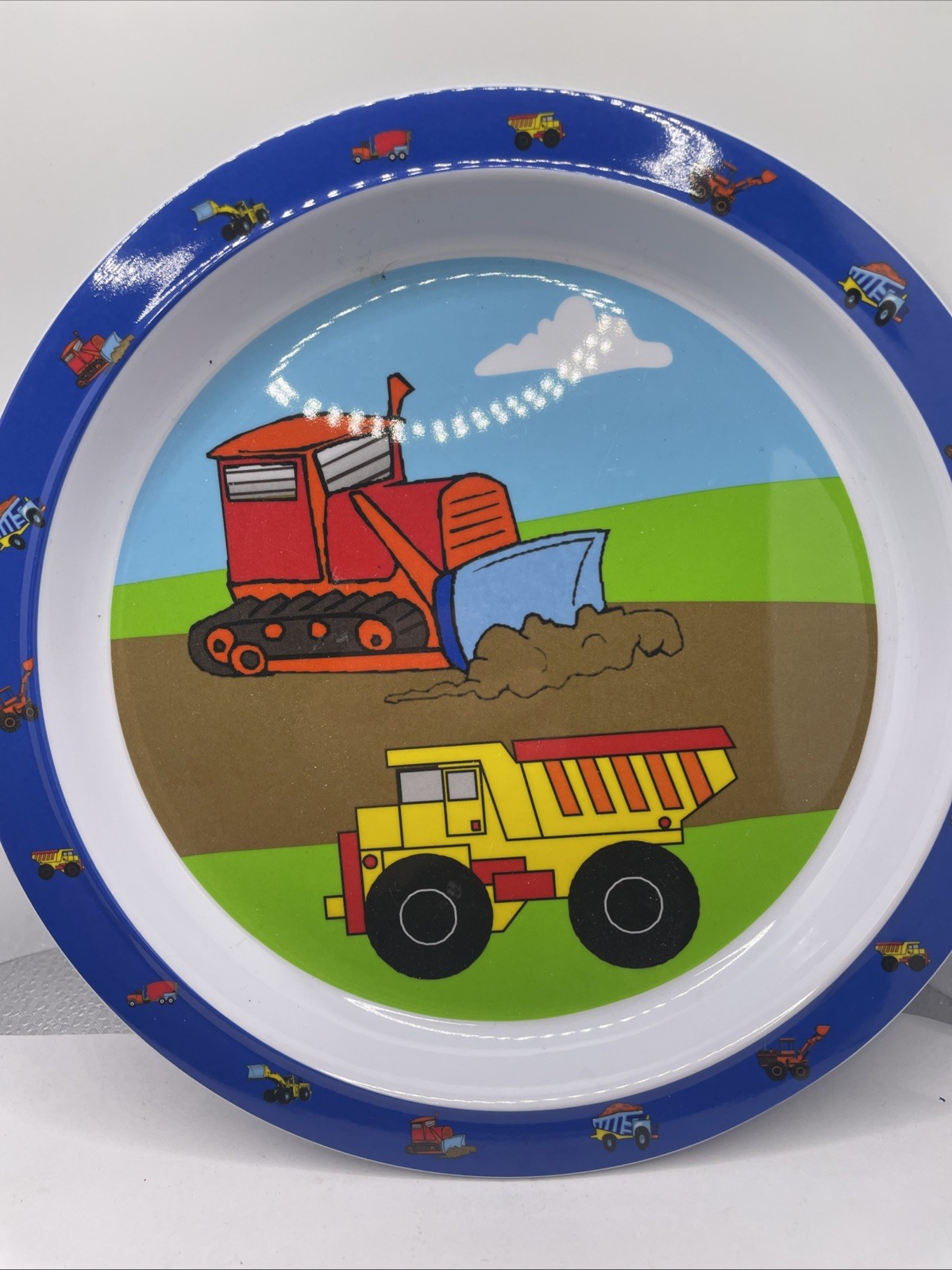 Kids Construction Tractor Plastic Plate