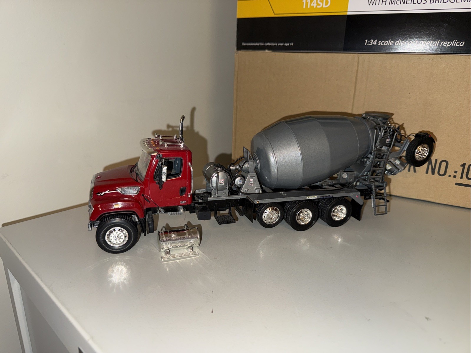 First Gear Freightliner 114SD McNeilus Bridgemaster Mixer Red/Gray 1/34 10-3957