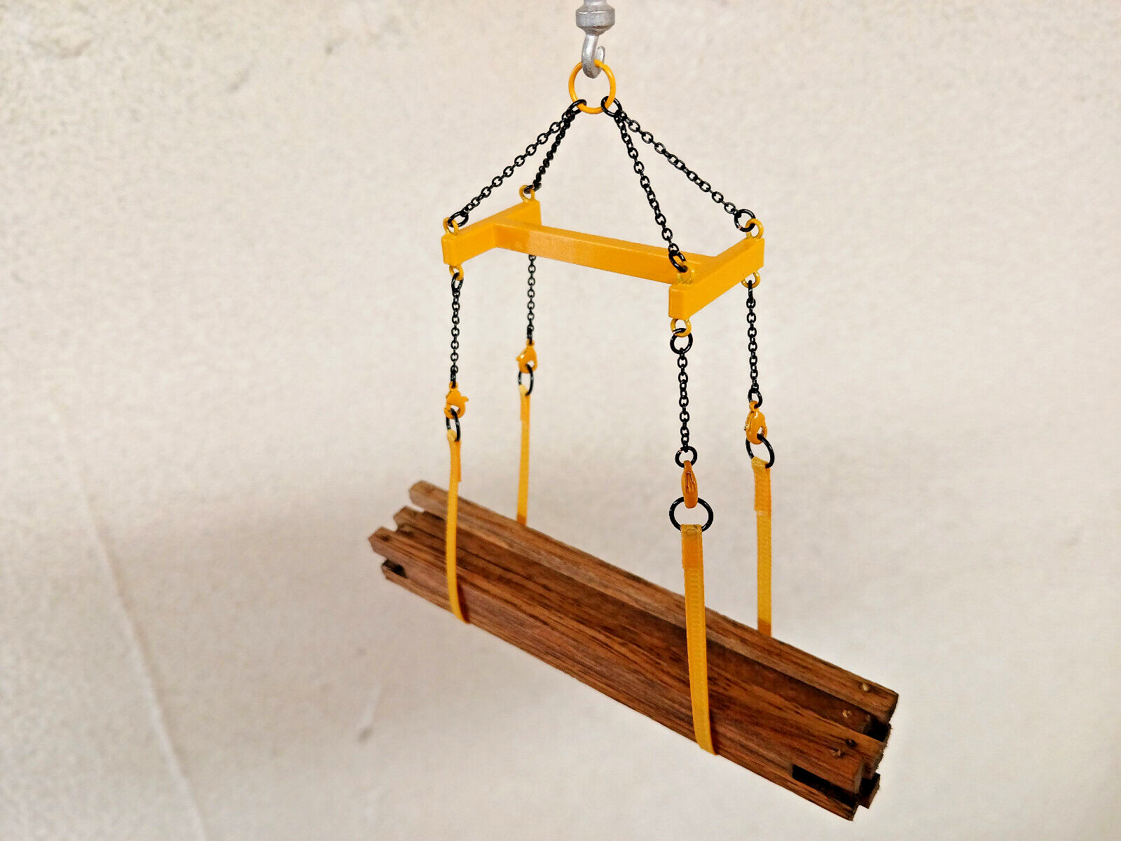 3D Print Crane I-Beam Lifting Frame w/Nylon Lift Straps In Liebherr Yellow 1/87