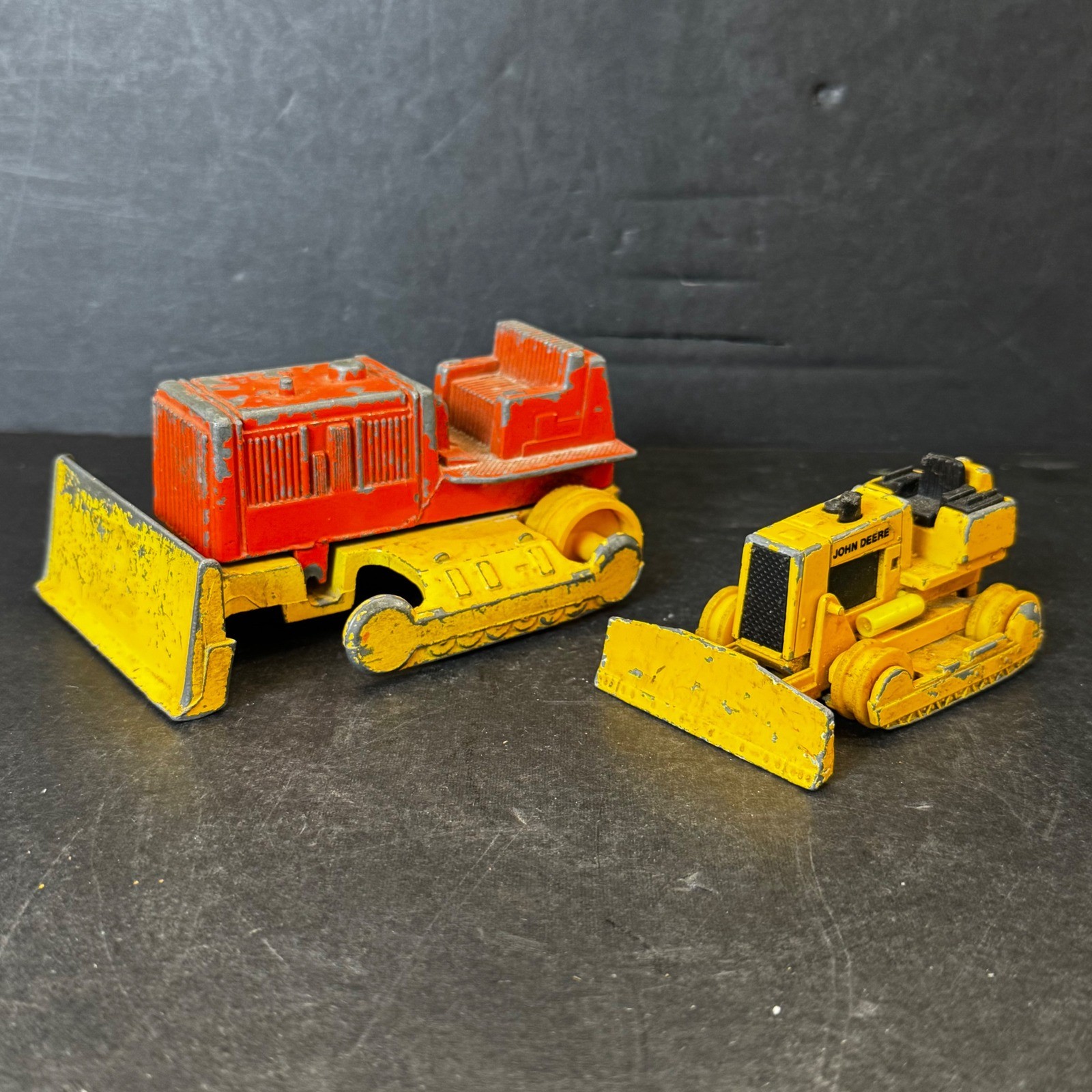 Vintage TootsieToy Bull Dozer and Ertl John Deere Diecast Bulldozer Toy Lot