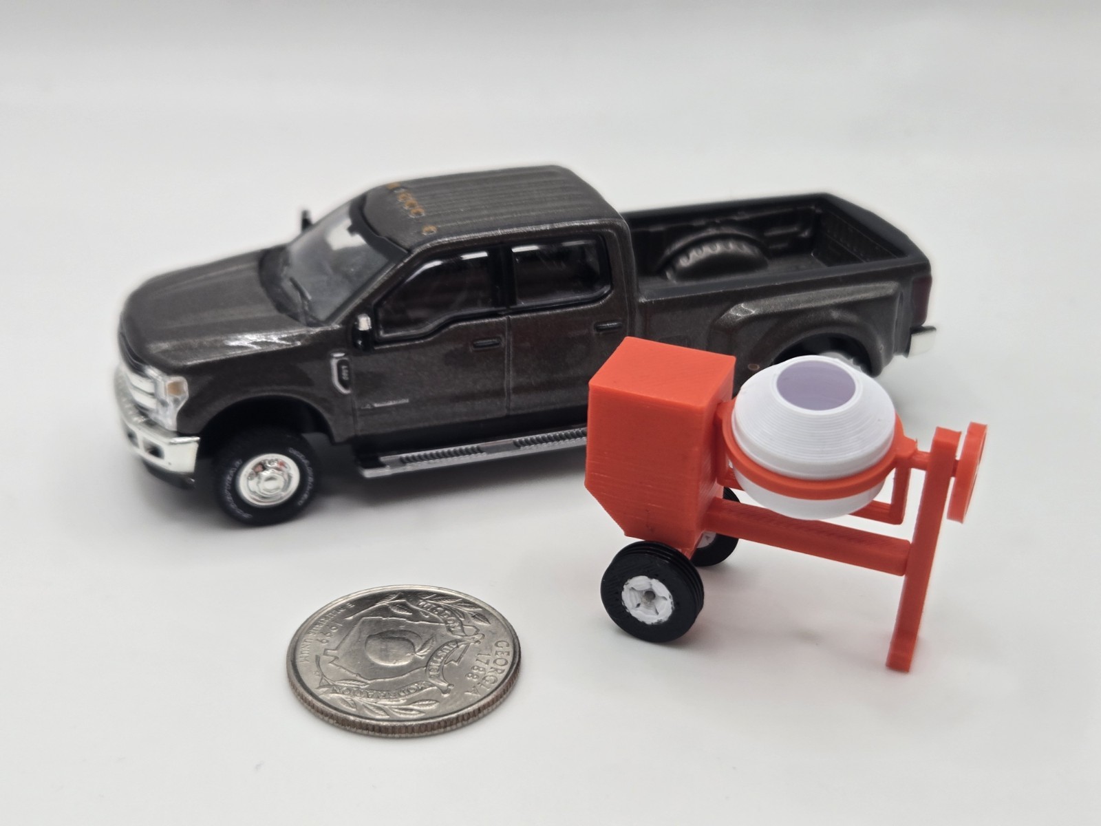 1/64 Scale Posable 12CF Concrete Cement Mixer in Red