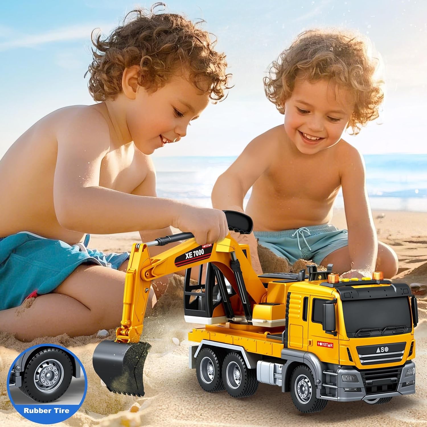 Large Excavator Truck Toy for Kids Boys Age 3-8 Years Construction Vehicle Play