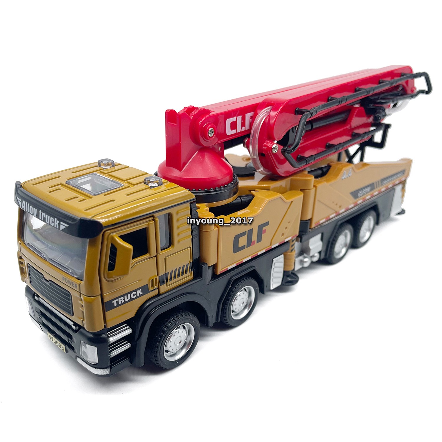 1/60 Concrete Pump Truck Construction Vehicle Diecast Toy Cars for Boys Yellow