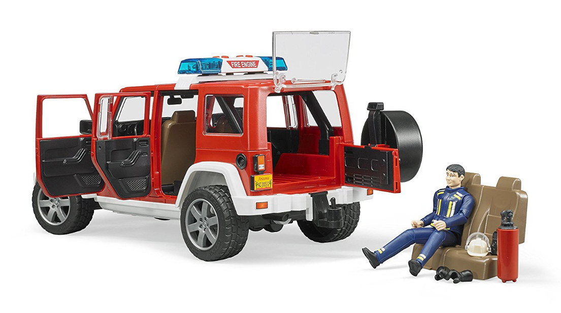 Jeep Fire Engine Wrangler Unlimited Rubicon+Firefighter Bruder Model 1/16 1:16