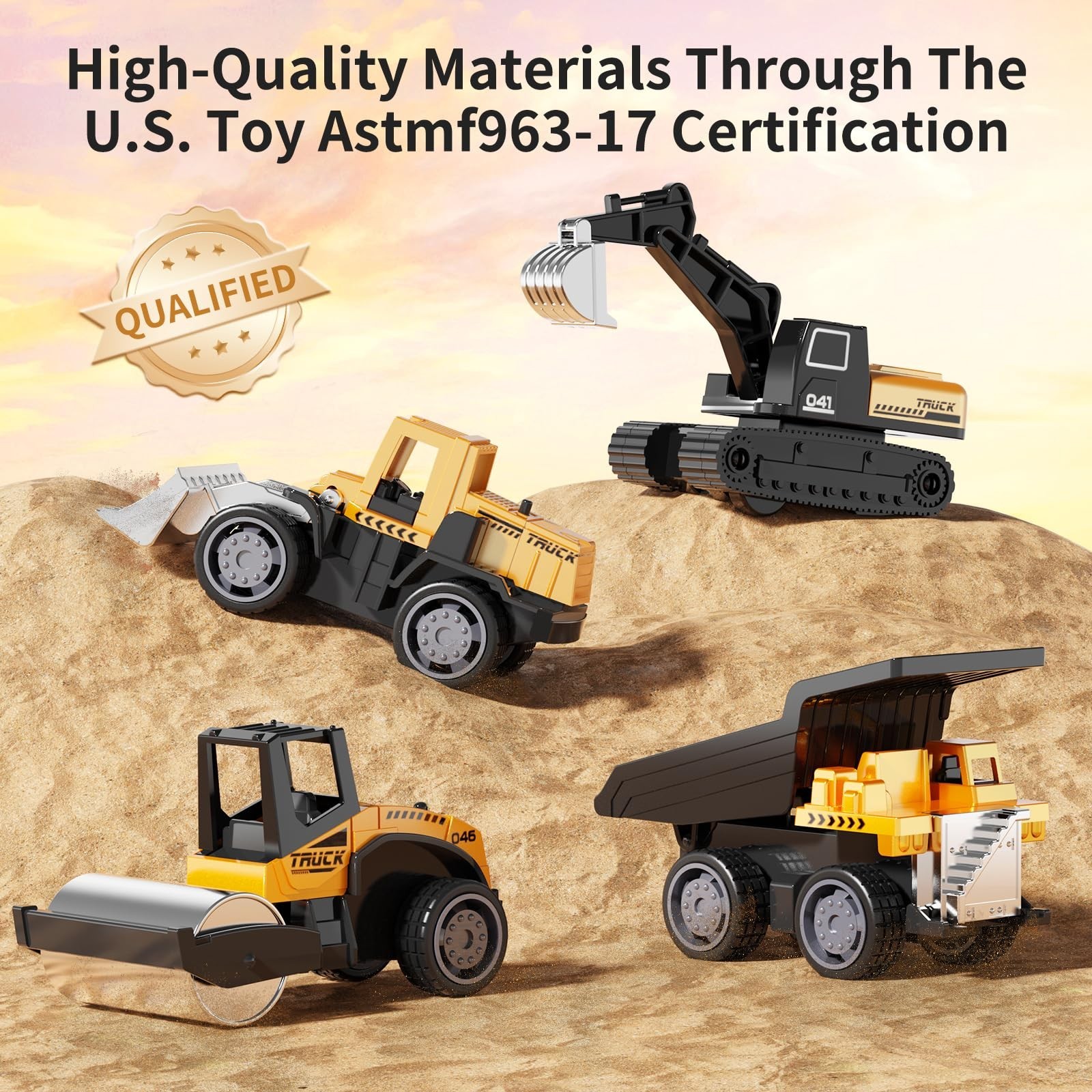 8Pcs Mini Alloy Construction Vehicles Set – Die-cast Excavators, Trucks & Toys f